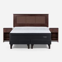 Cama Europea Tempo 2 Plazas + Respaldo + 2 Veladores