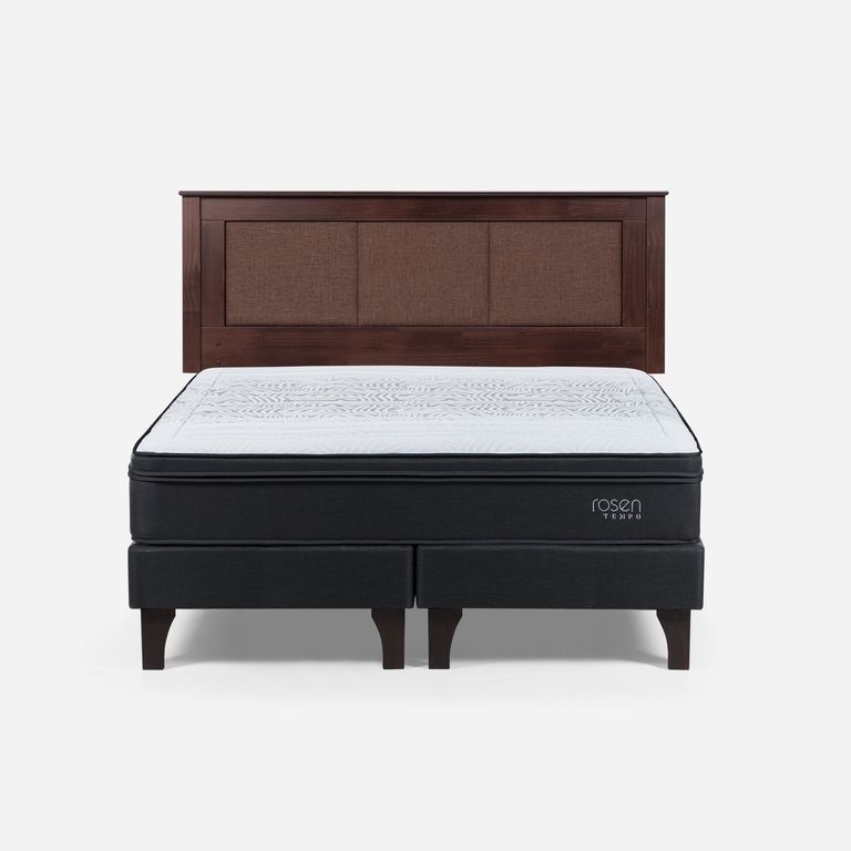 Cama Europea Tempo 2 Plazas x 2.00mt Base Dividida + Respaldo