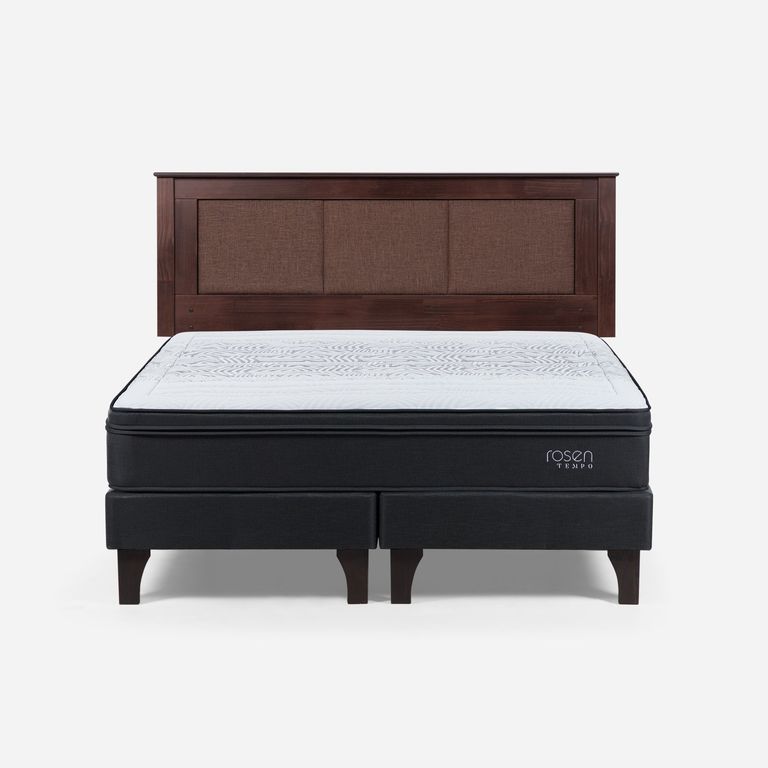 Cama Europea Tempo King x 2.00mt Base Dividida + Respaldo