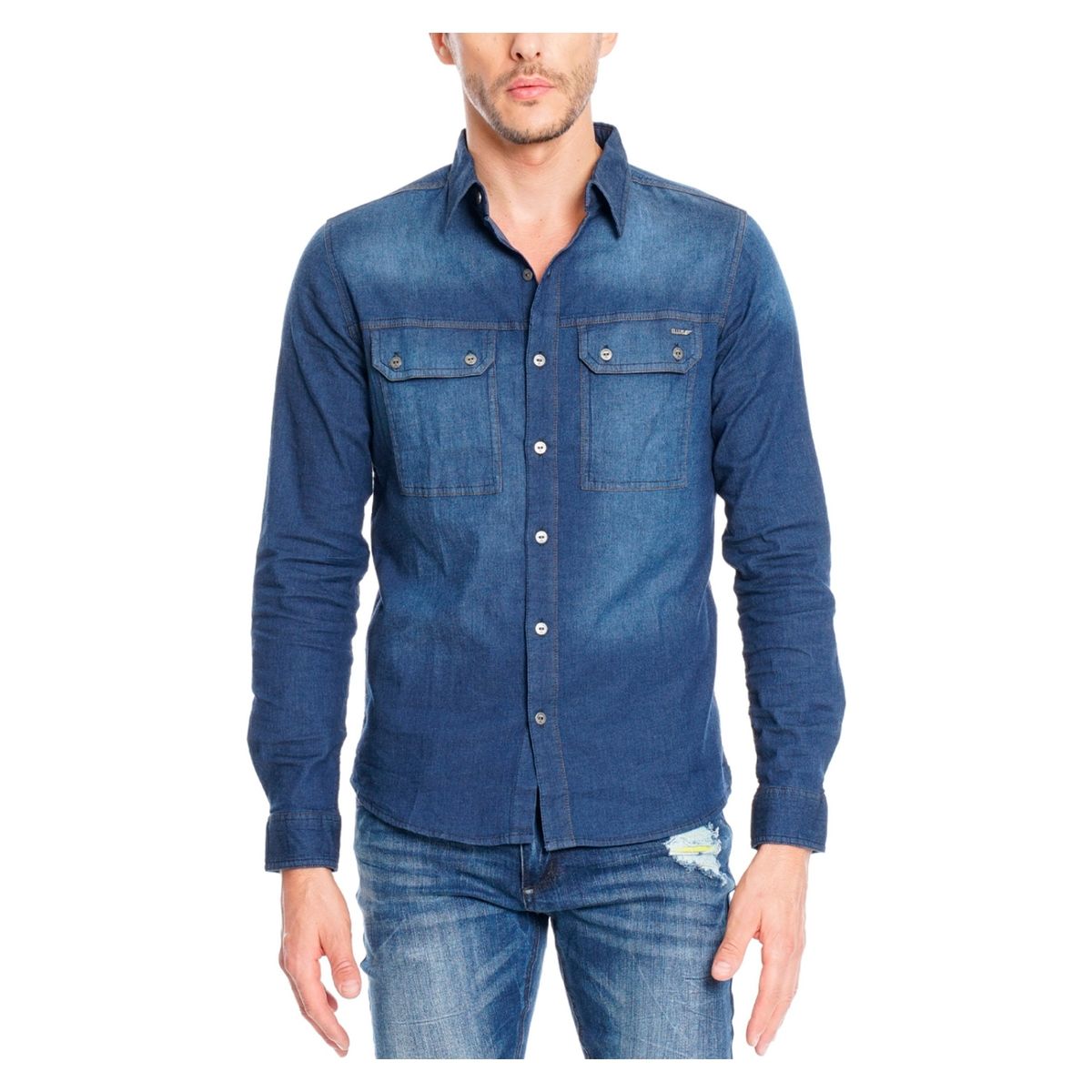 ELLUS - Camisa Casual Manga Larga Algodón Hombre Ellus