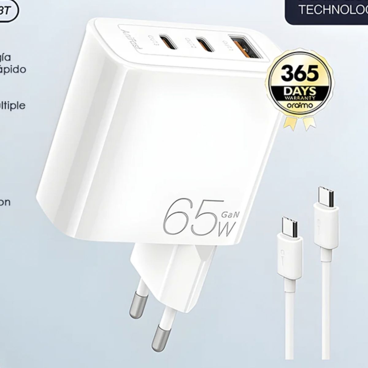 ORAIMO - Cargador Oraimo 65W Ultra Speed 2Usb C-A