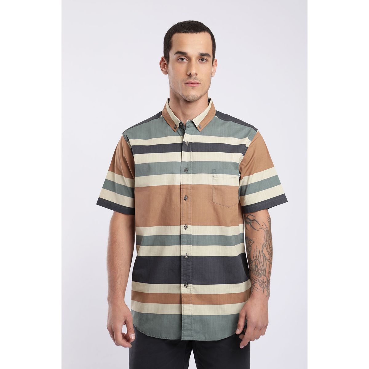 FROENS - Camisa Casual Manga Corta Algodón Hombre Froens