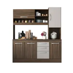 HOME MOBILI - Kit Cocina 5 Puertas 3 Cajones Miner Castaño