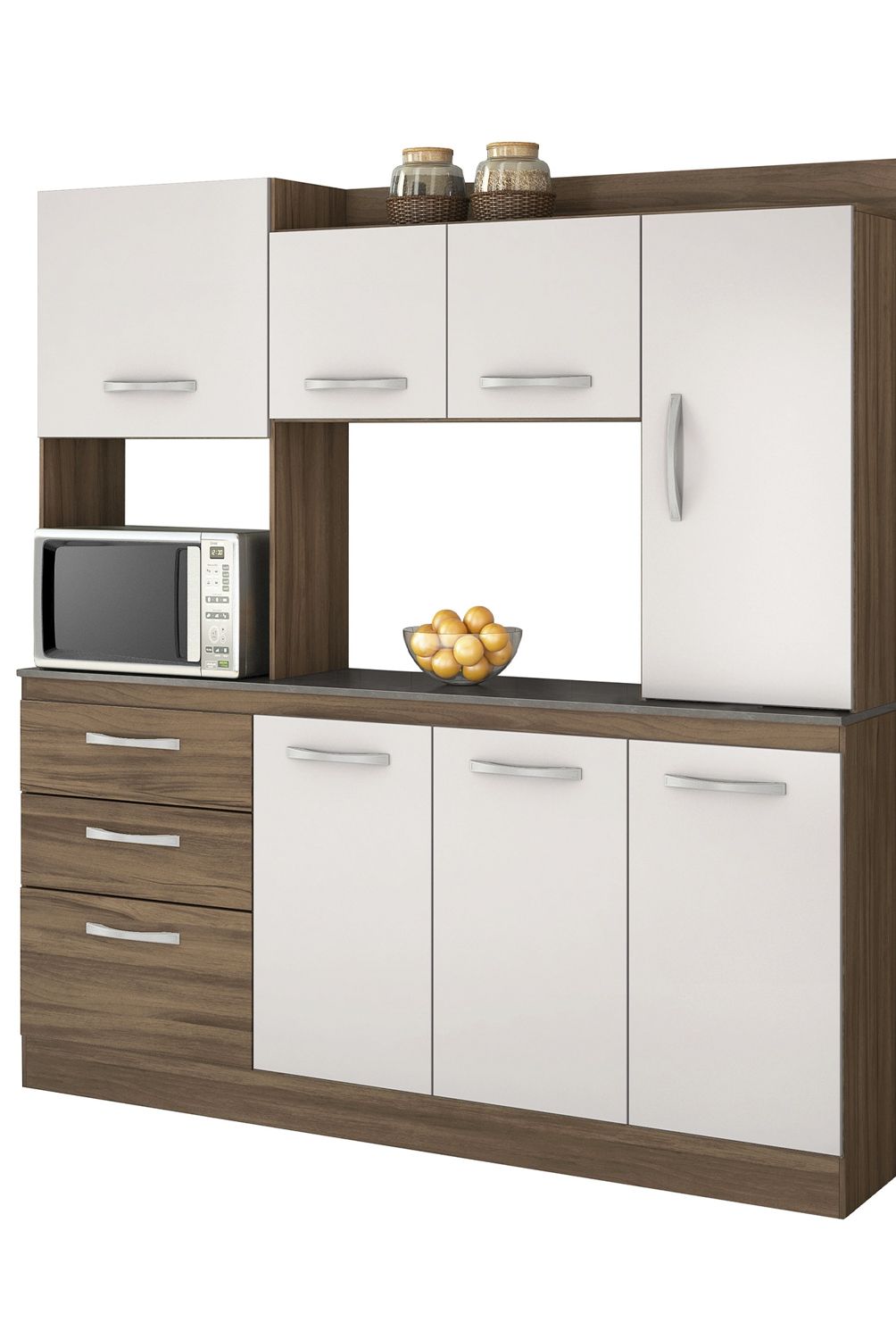 HOME MOBILI - Kit Cocina 7 Puertas 3 Cajones Blanco Off-Rustico Home Mobili