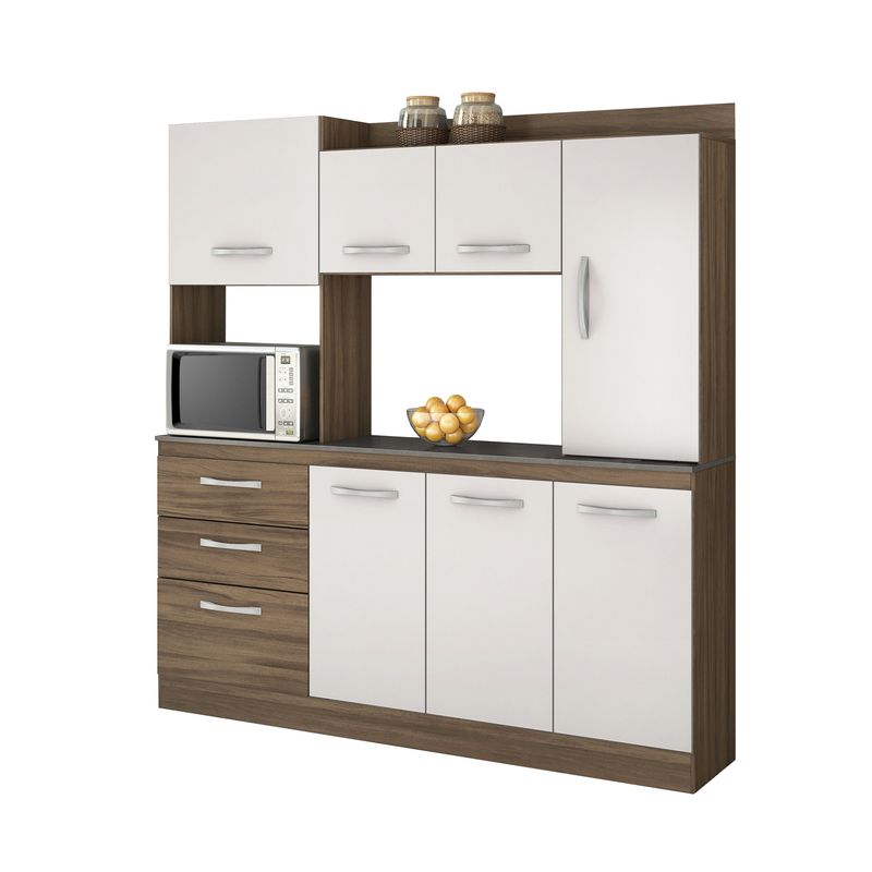 HOME MOBILI - Kit Cocina 7 Puertas 3 Cajones Blanco Off-Rustico Home Mobili