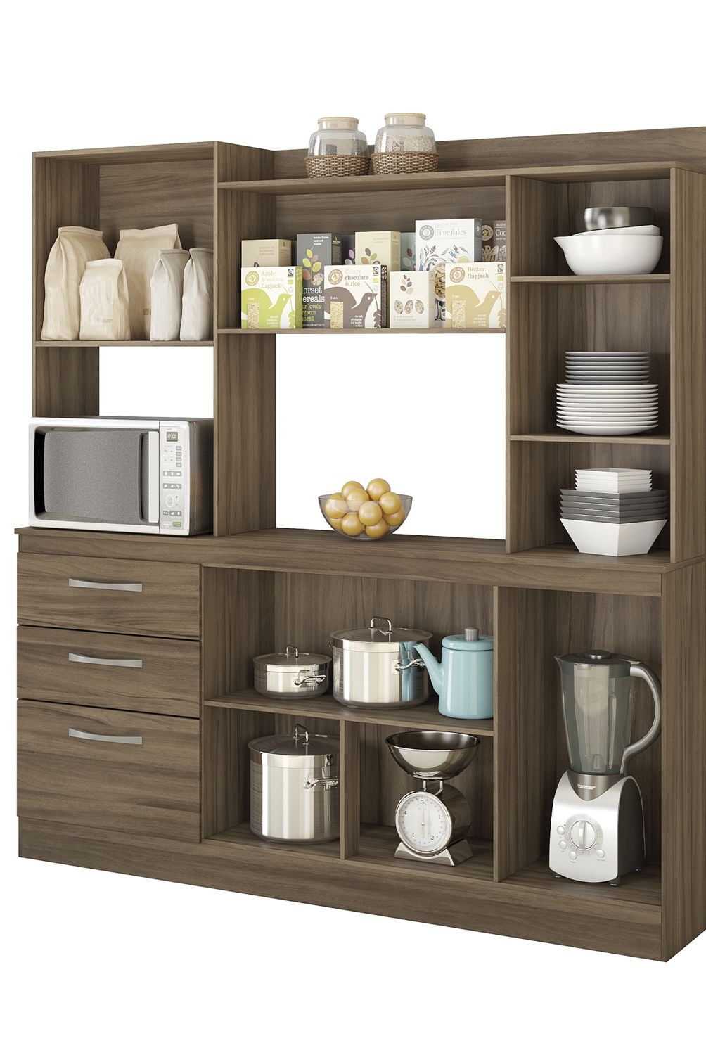 HOME MOBILI - Kit Cocina 7 Puertas 3 Cajones Blanco Off-Rustico Home Mobili
