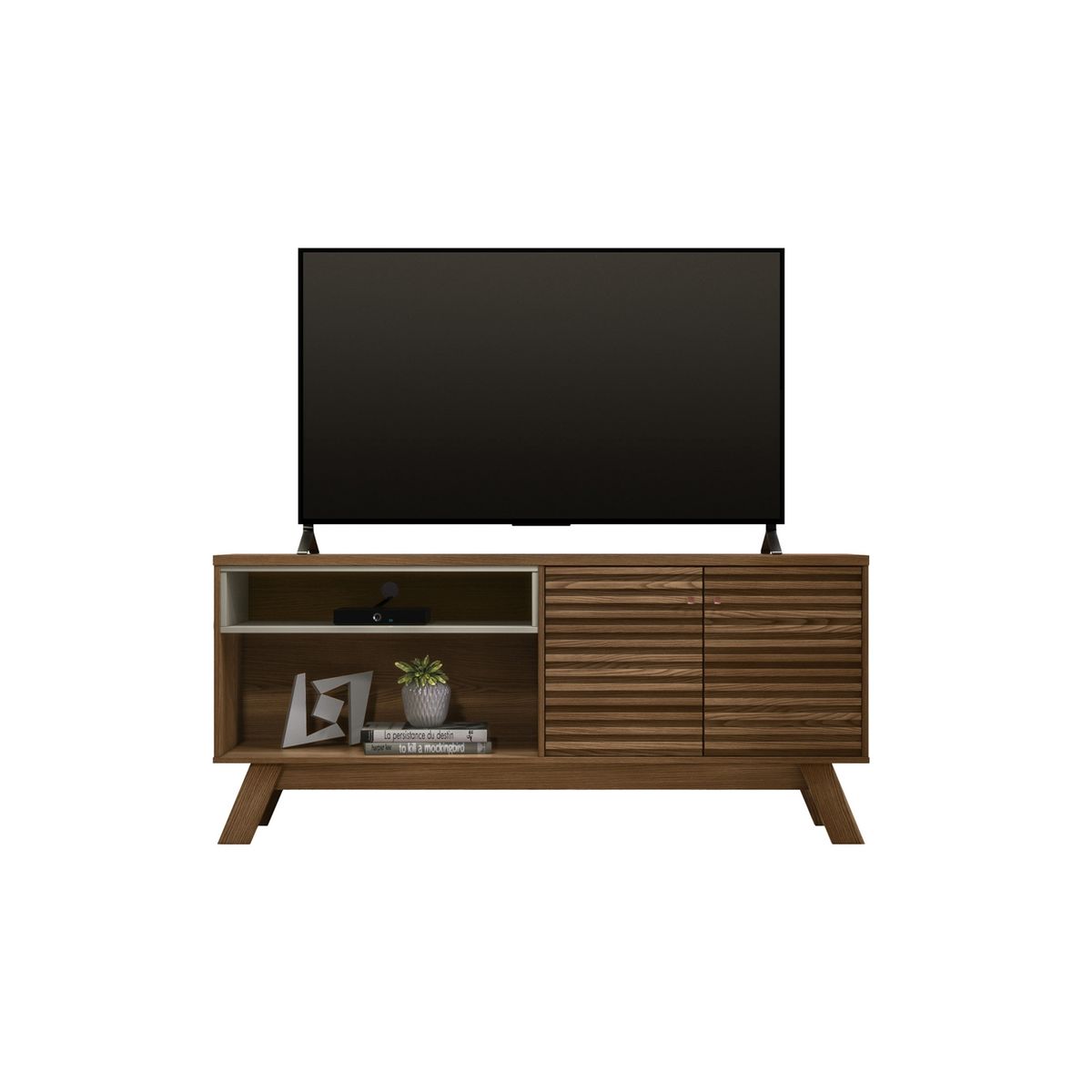 HOME MOBILI - Rack TV 65" Tami 2 Puertas Café-Blanco Off Home Mobili