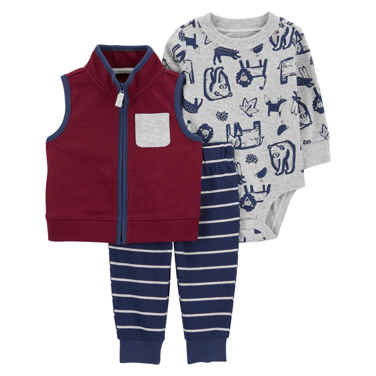 CARTER'S - Conjunto 3 Piezas Polerón, Body y Pantalón Bebé Niño Carter's