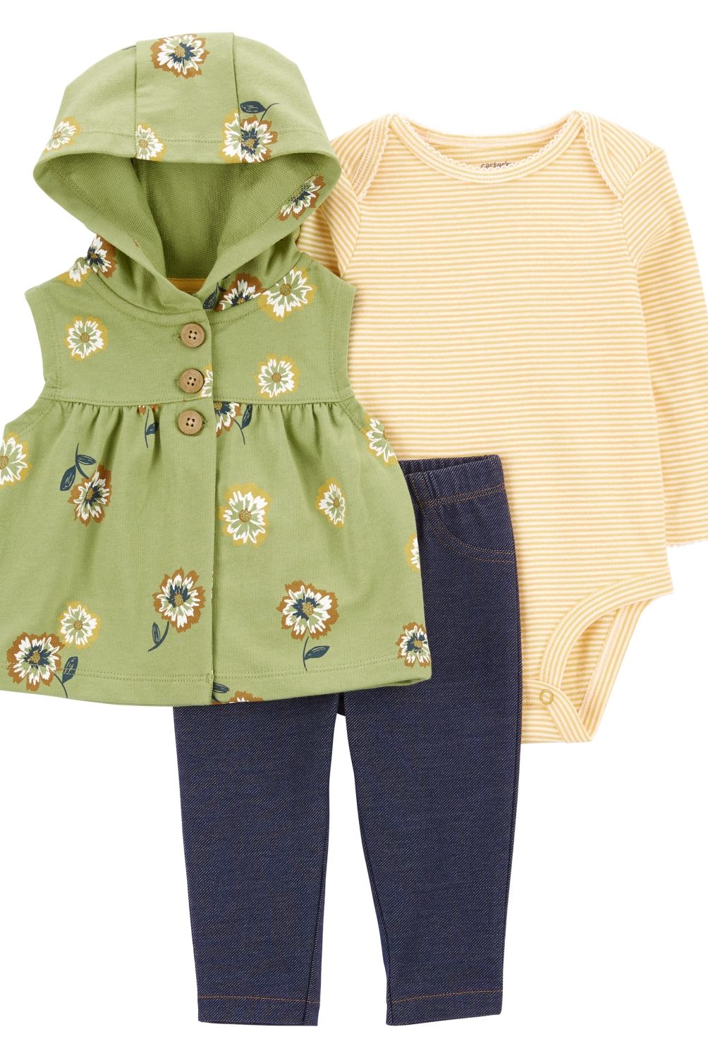 CARTER'S - Conjunto 3 Piezas Polerón, Body y Pantalón Bebé Niña Carter's