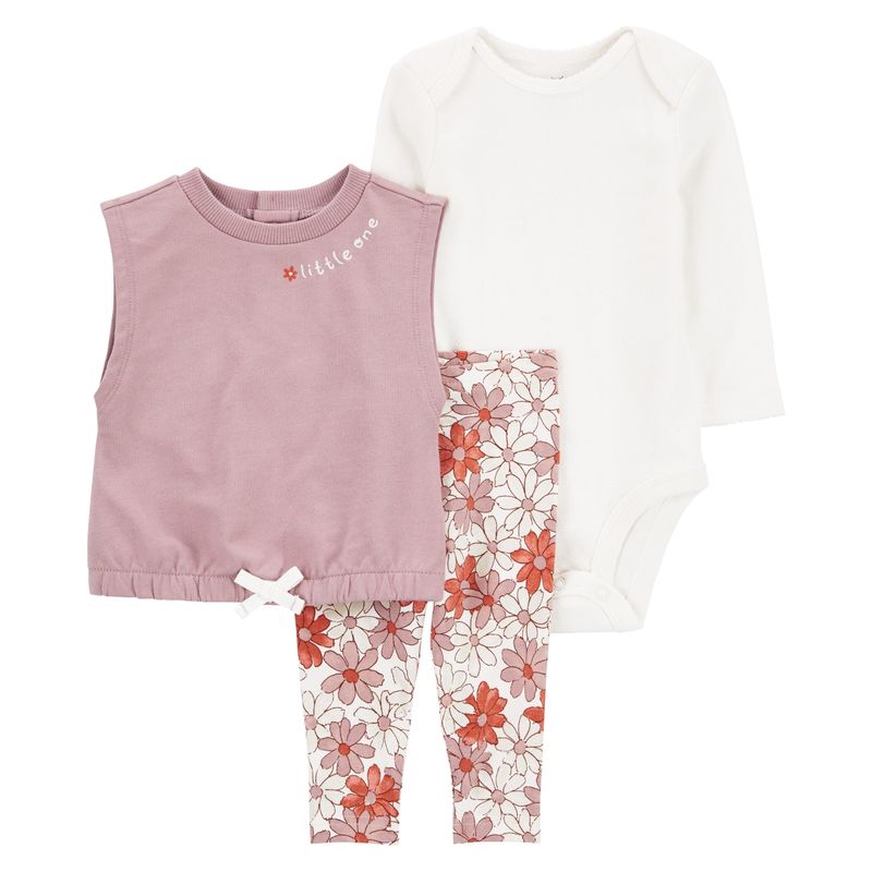 CARTER'S - Conjunto 3 Piezas Polerón, Body y Calza Bebé Niña Carter's