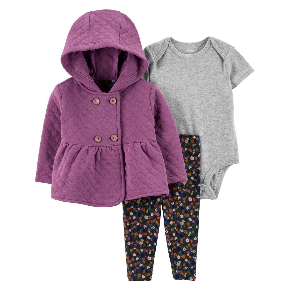 CARTER'S - Conjunto 3 Piezas Polerón, Body y Calza Bebé Niña Carter's