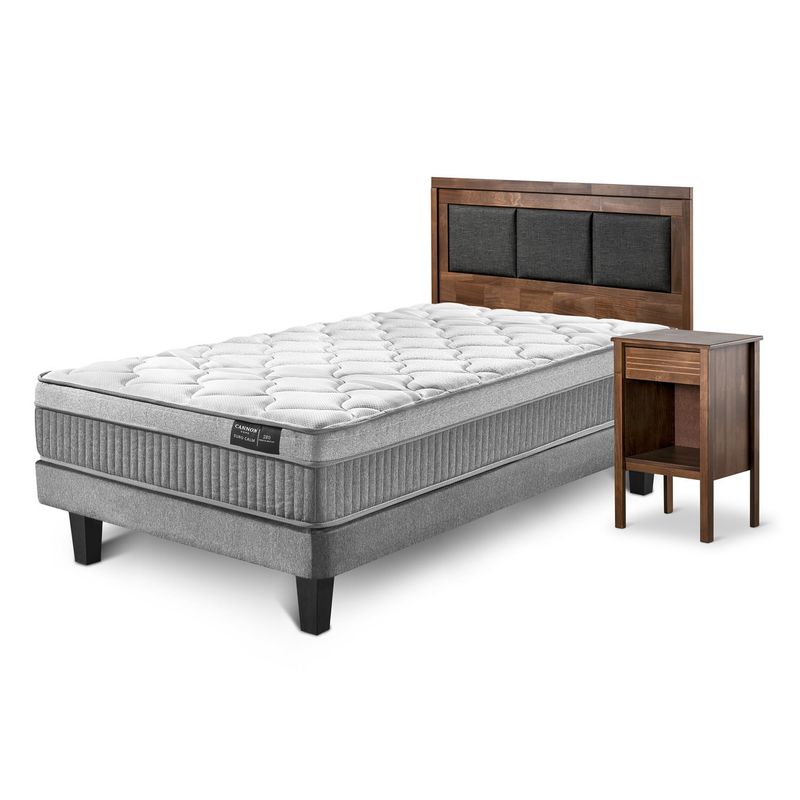 CANNON - Combo Cama 1.5 Plazas Euro C + Respaldo+Velador Cannon