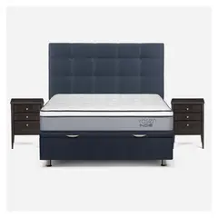 ROSEN - Cama Funcional Indie 2 Plazas + Respaldo + 1 Velador