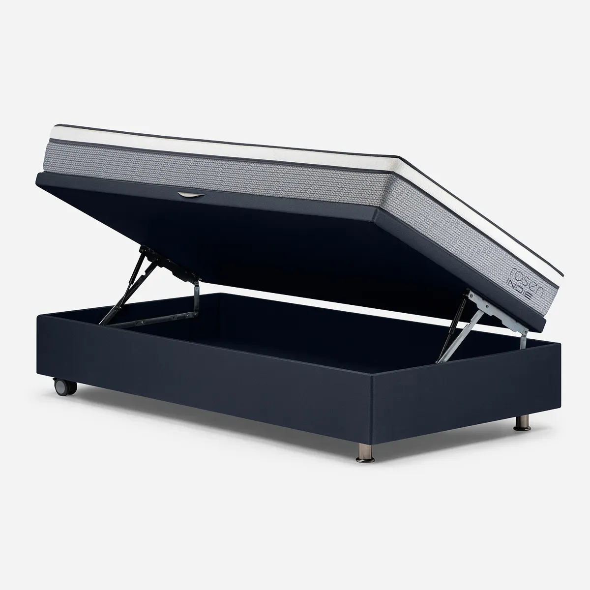 ROSEN - Cama baúl Indie 1.5 Plazas x 2.00mt + Respaldo + 1 Velador Rosen
