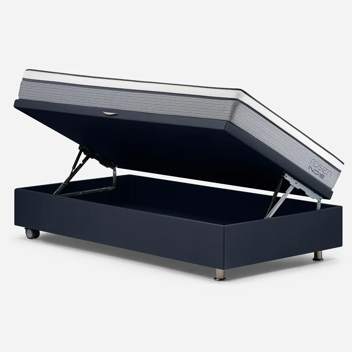 ROSEN - Cama baúl Indie 1.5 Plazas x 2.00mt + Respaldo + 1 Velador Rosen
