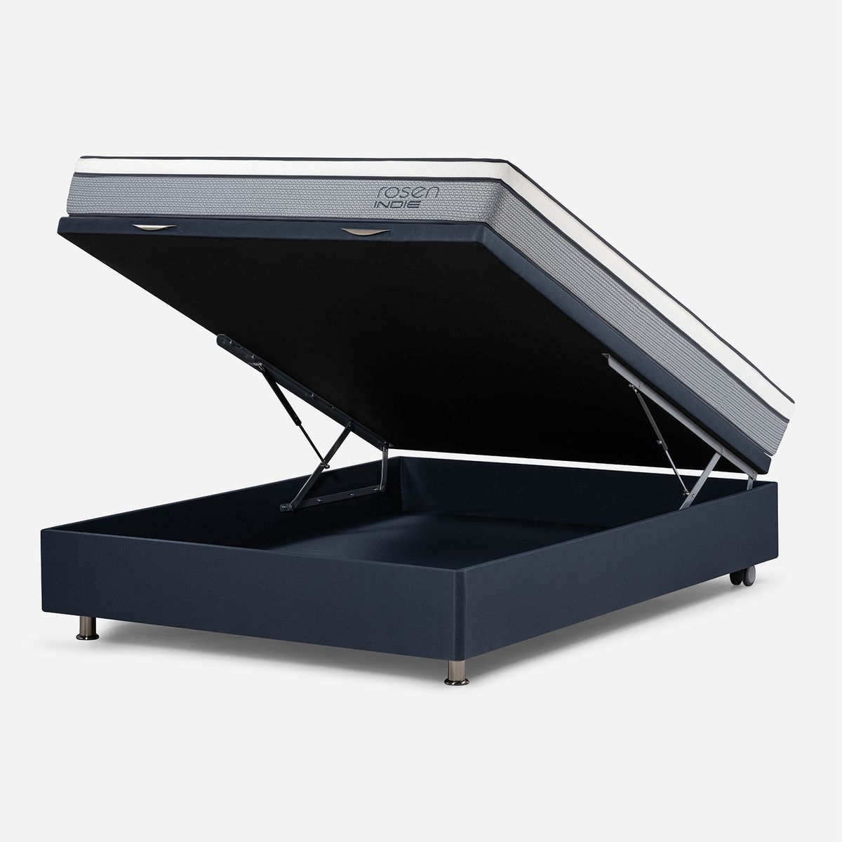 ROSEN - Cama baúl Indie 2 Plazas x 2.00mt + Respaldo + 2 Veladores Rosen