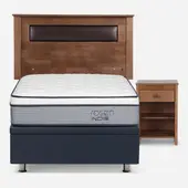 ROSEN - Cama Funcional Indie 1.5 Plazas + 1 Velador + Respaldo