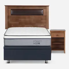 ROSEN - Cama Funcional Indie 1.5 Plazas + 1 Velador + Respaldo