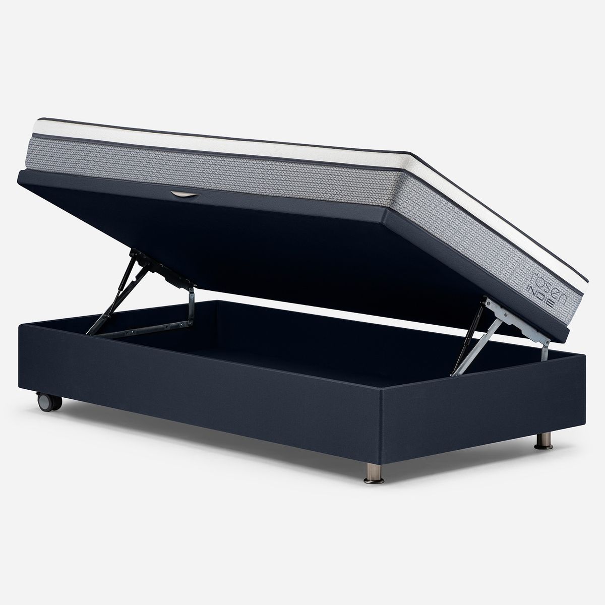 ROSEN - Cama baúl Indie 1.5 Plazas x 2.00mt + Respaldo + 1 Velador Rosen
