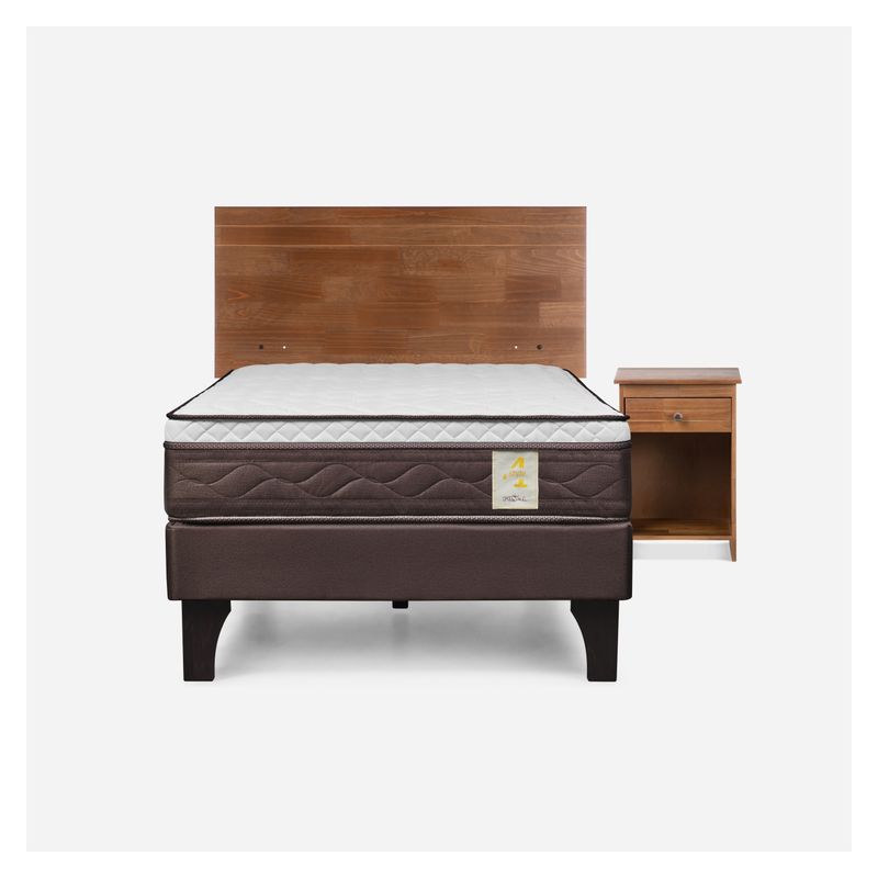 ROSEN - Cama Europea New Style 4 1 Plaza Rosen + 1 Velador + Respaldo