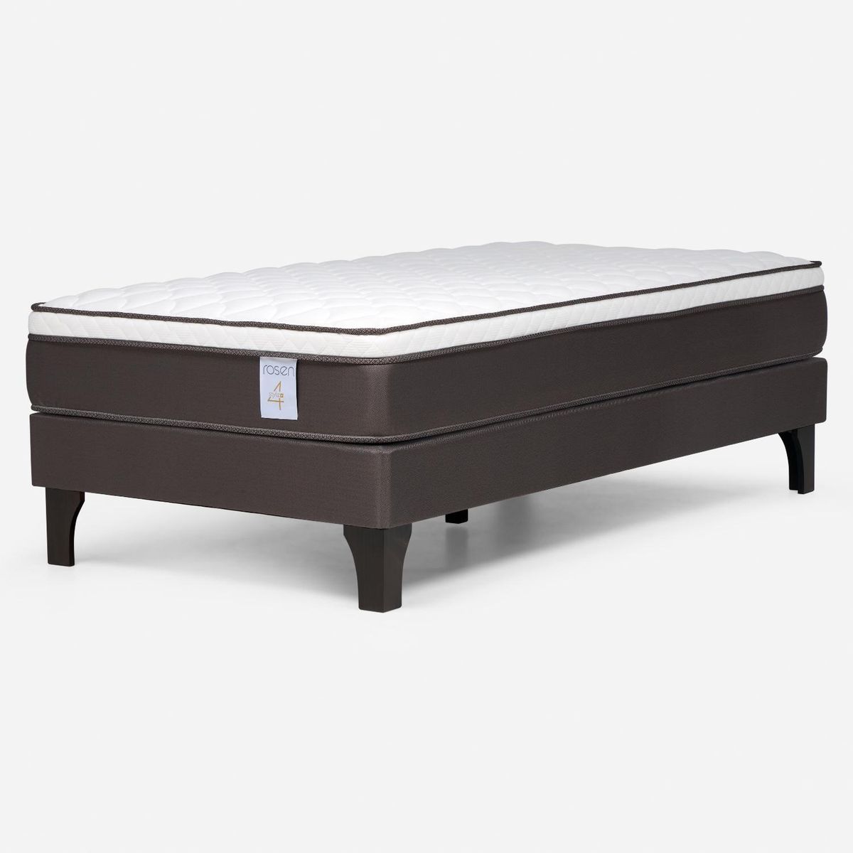 ROSEN - Cama Europea New Style 4 Plus 1 Plaza x 2.00 mt  + Respaldo + 1 Velador Rosen