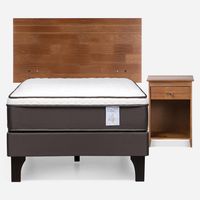 Cama Europea New Style 4 1.5 Plazas + Respaldo + 1 Velador