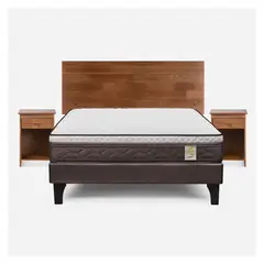 ROSEN - Cama Europea New Style 4 2 Plazas + 2 Veladores + Respaldo