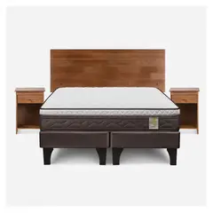 ROSEN - Cama Europea 2 Plazas New Style 4 + 2 Veladores + Respaldo