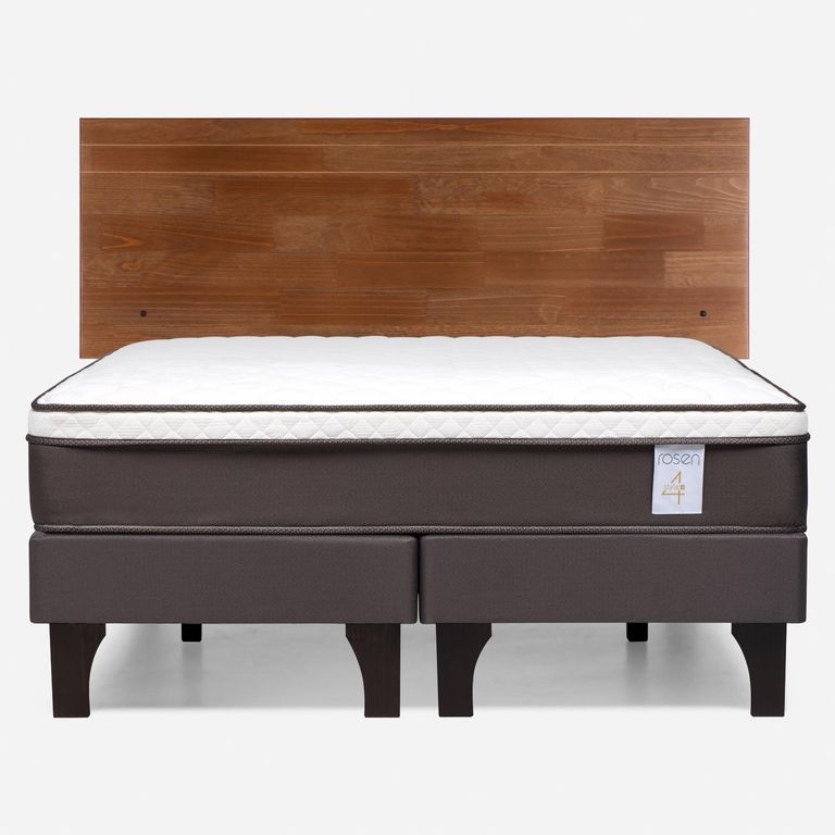 ROSEN Cama Europea New Style 4 Plus Plus 2 Plazas x 2.00 mt Base Dividida + Respaldo