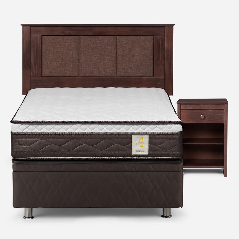 ROSEN - Cama Funcional New Style 4 1 Plaza Rosen + 1 Velador + Respaldo