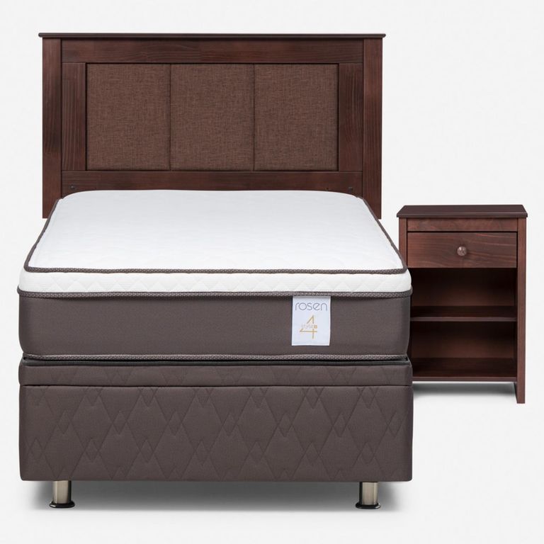 ROSEN Cama baúl New Style 4 Plus Plus 1.5 Plazas x 2.00 mt + Respaldo + 1 Velador