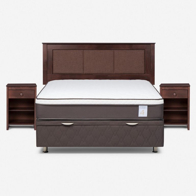 Cama baúl New Style 4 Plus Plus 2 Plazas x 2.00 mt + Respaldo + 2 Veladores
