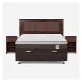 ROSEN - Cama Funcional New Style 4 2 Plazas + 2 Veladores + Respaldo