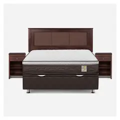 ROSEN - Cama Funcional New Style 4 2 Plazas + 2 Veladores + Respaldo
