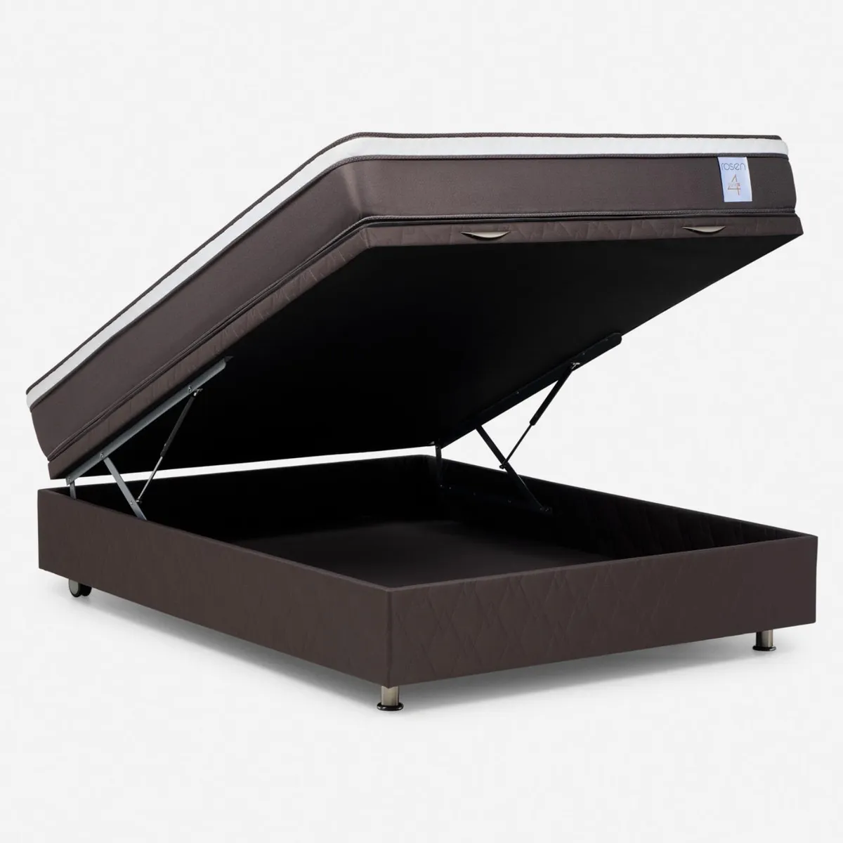 ROSEN - Cama baúl New Style 4 Plus 2 Plazas x 2.00 mt + Respaldo + 2 Veladores Rosen
