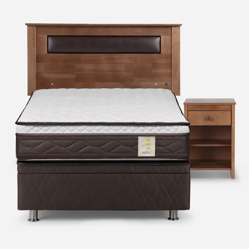 ROSEN - Boxet New Style 4 Plus 1.5 Plaza + Respaldo Incluye 1 Velador Rosen