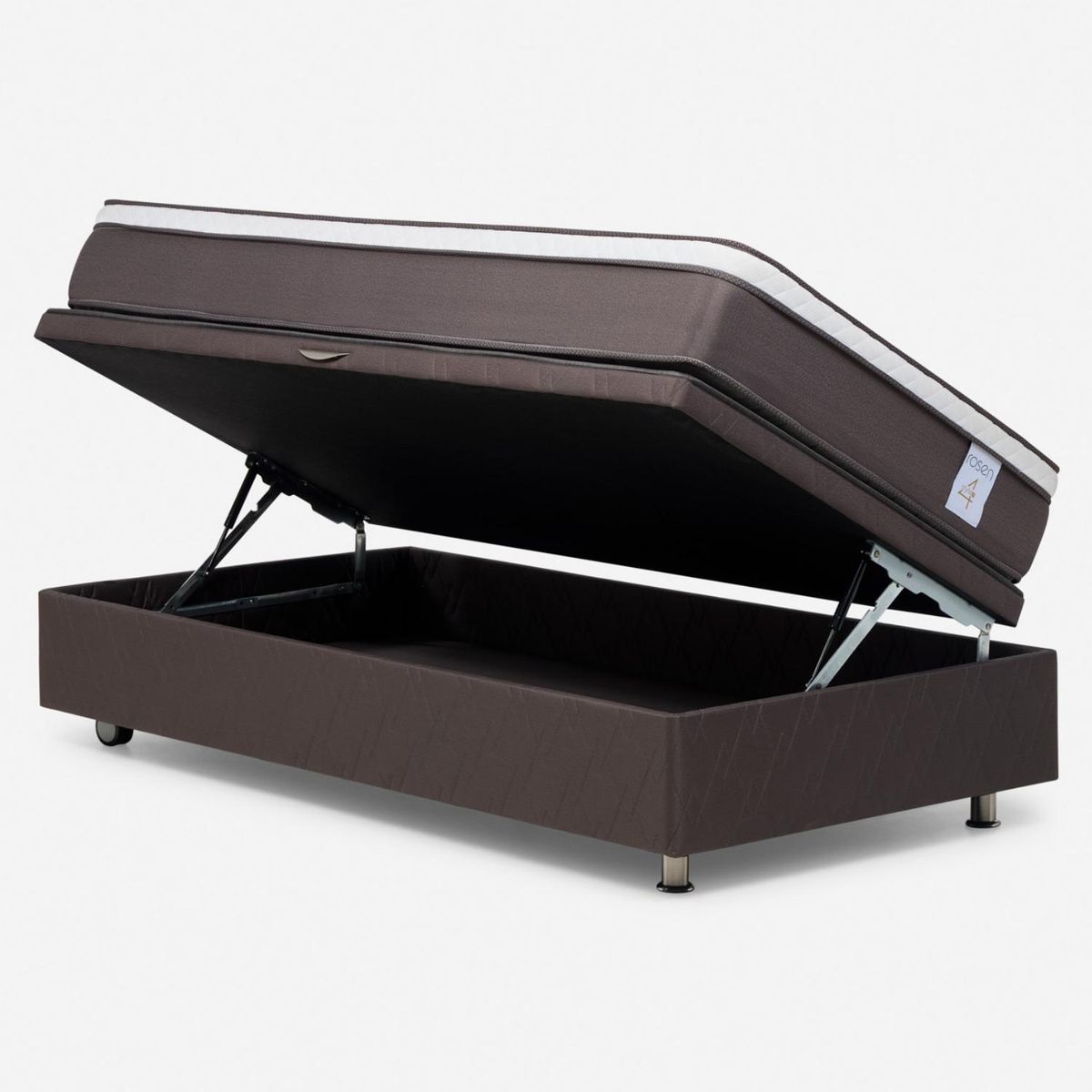 ROSEN - Cama baúl New Style 4 Plus Plus 1.5 Plazas x 2.00 mt + Respaldo + 1 Velador Rosen