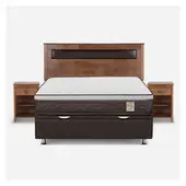 ROSEN - Cama Funcional New Style 4 2 Plazas + 2 Veladores + Respaldo