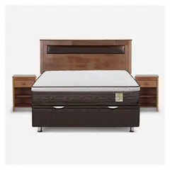 ROSEN - Cama Funcional New Style 4 2 Plazas + 2 Veladores + Respaldo