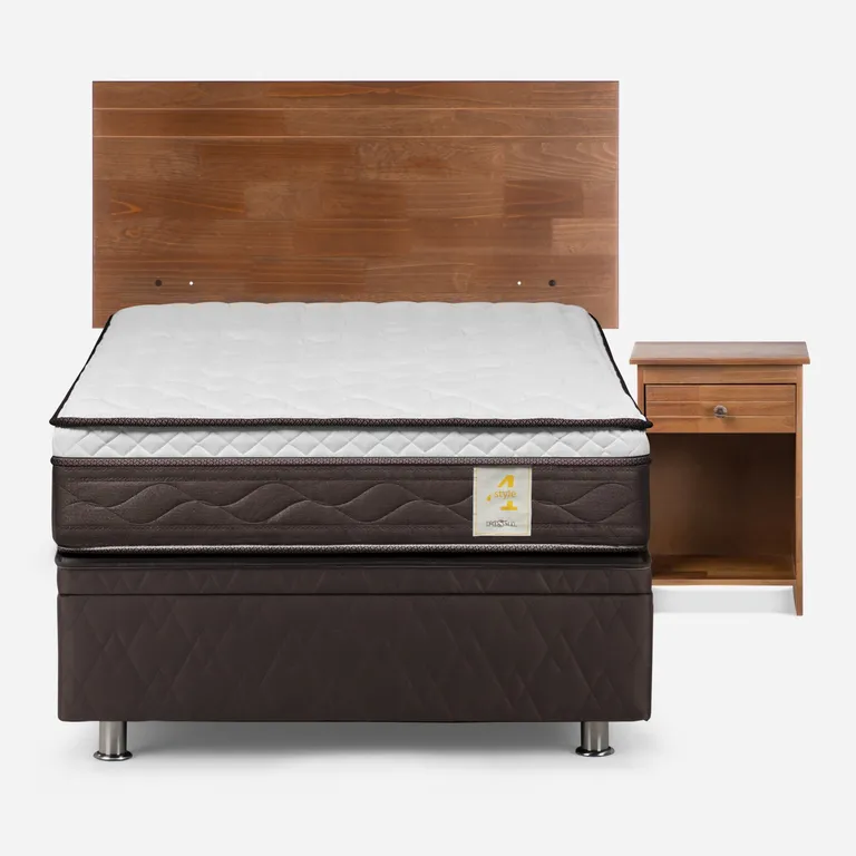 ROSEN Cama baúl New Style 4 Plus Plus 1 Plaza x 2.00 mt + Respaldo + 1 Velador
