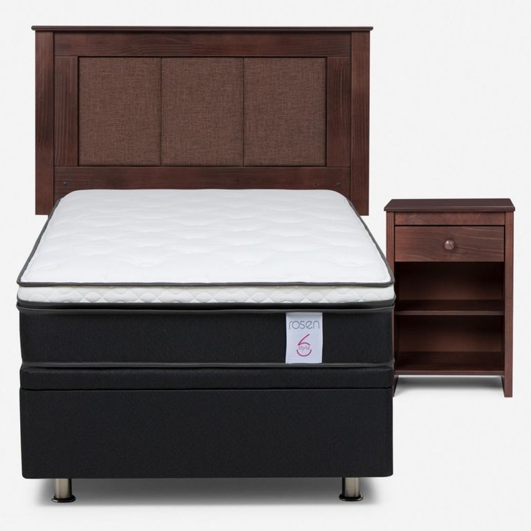 Cama baúl New Style 6 1 Plaza x 2.00 mt + Respaldo + 1 Velador