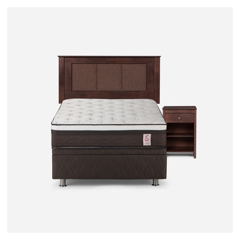 ROSEN - Cama Funcional New Style 6 1.5 Plazas Rosen + Respaldo + 1 Velador