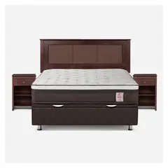 ROSEN - Cama Funcional New Style 6 2 Plazas + 2 Veladores + Respaldo