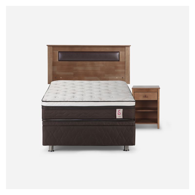 ROSEN - Cama Funcional New Style 6 1.5 Plazas Rosen + 1 Velador + Respaldo