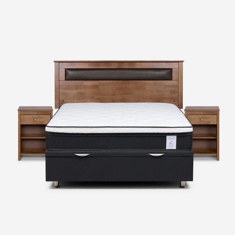 Cama baúl New Style 6 2 Plazas x 2.00 mt + Respaldo + 2 Veladores