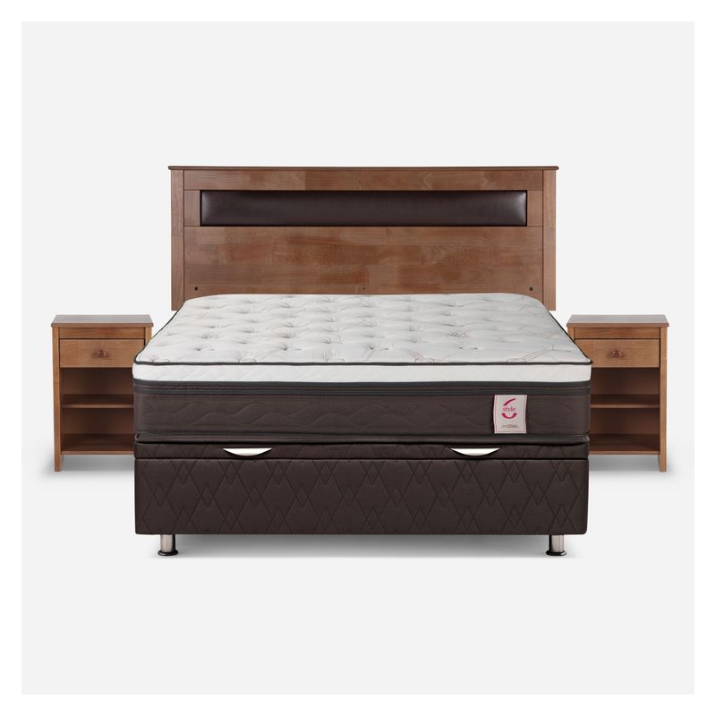 ROSEN - Boxet New Style 6 2 Plazas + Respaldo Incluye 2 Veladores Rosen