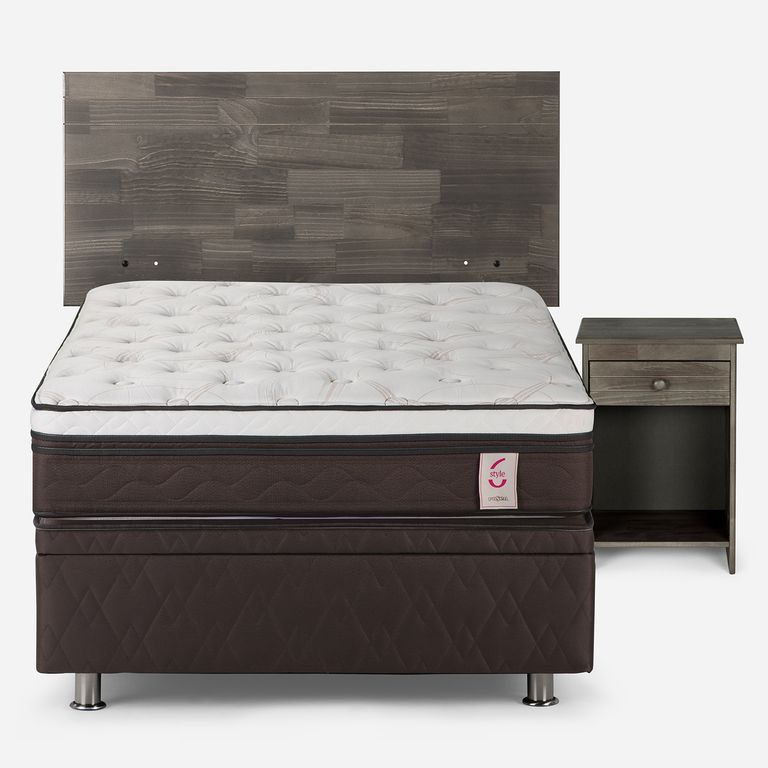 ROSEN Cama baúl New Style 6 1 Plaza x 2.00 mt + Respaldo + 1 Velador