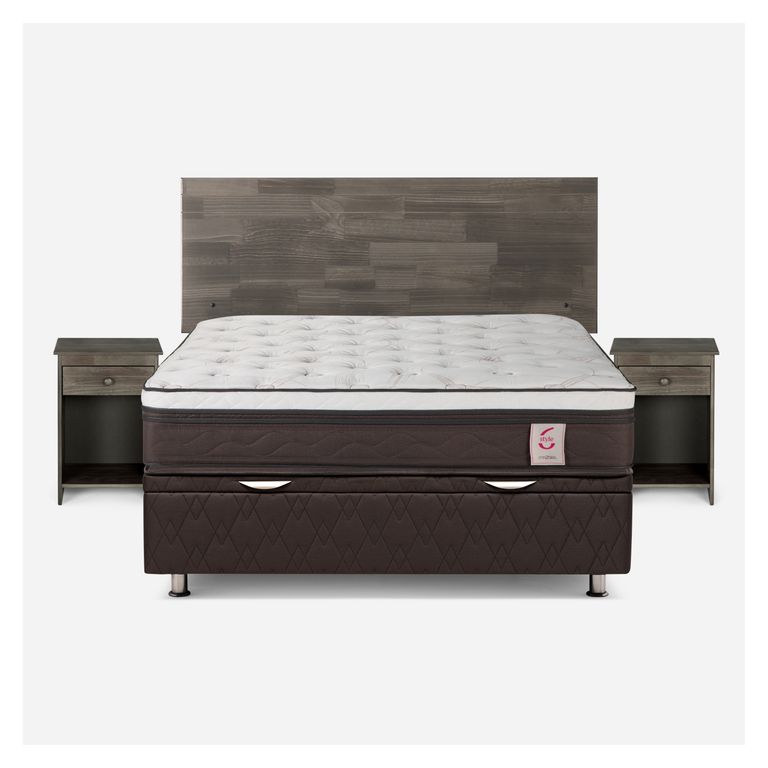 ROSEN Cama baúl New Style 6 2 Plazas x 2.00 mt + Respaldo + 2 Veladores