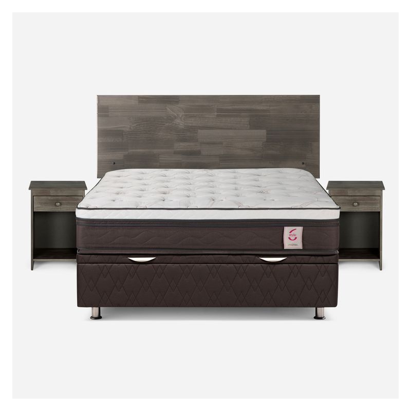 ROSEN - Boxet New Style 6 2 Plazas + Respaldo Incluye 2 Veladores Rosen