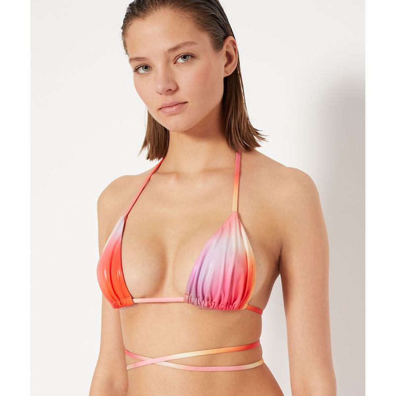 Haut en satin avec nœud latéral et décolleté nacré, crème - Retro